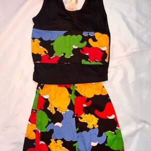 NEW 1992 Sz 2T H & H Elephant Tank Top & Shorts Outfit Jamesway